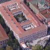 Obras de rehabilitación del jardín central del antiguo edificio de Tabacalera en Madrid